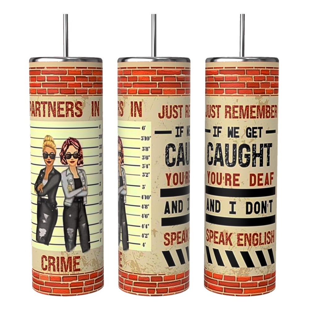 BESTIE/ PARTNER IN CRIME 20oz STAINLESS STEEL SUBLIMATED TUMBLER